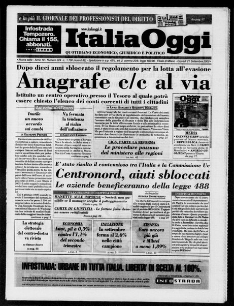 Italia oggi : quotidiano di economia finanza e politica